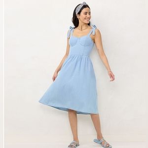 Lauren Conrad Light Chambray Corset Body Midi Dress Sz: Small